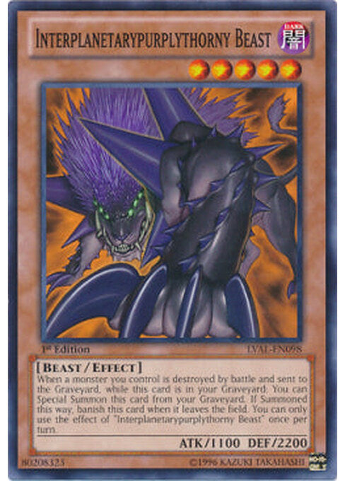 Interplanetarypurplythorny Beast — Legacy of the Valiant (LVAL-098) Yu-Gi-Oh! card Immagine principale del prodotto