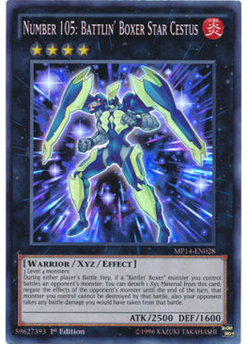 Number 105: Battlin' Boxer Star Cestus — 2014 Mega-Tins Mega-Pack (MP14-028) Yu-Gi-Oh! card Main image