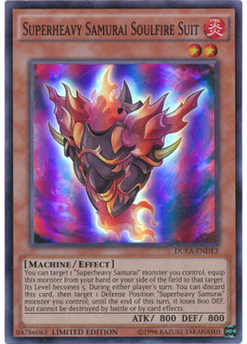 Superheavy Samurai Soulfire Suit — Duelist Alliance (DUEA-DE3) Yu-Gi-Oh! card Imagen principal del producto