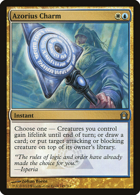 Azorius Charm – Return to Ravnica (RTR-145) Magic: The Gathering card | LC-REM-20260804-15909417943372-26adc211-d089-4102-91e5-225bbeb5f382 Image principale du produit