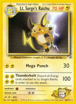 Lt. Surge's Raichu - Gym Heroes (Rare) [GH-28] Hover Image