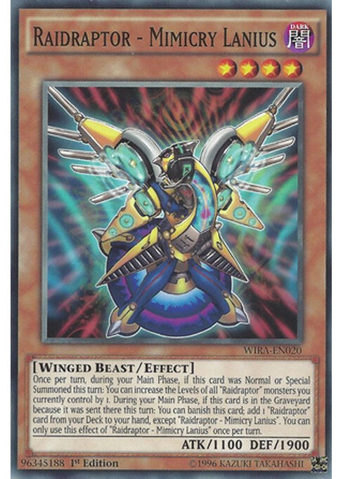 Raidraptor - Mimicry Lanius — Wing Raiders (WIRA-020) Yu-Gi-Oh! card Immagine principale del prodotto