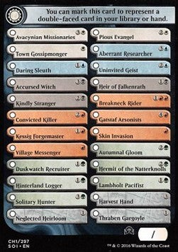 Double-Faced Card Proxy Checklist (V.1) - Shadows over Innistrad (Tip Card) [SOI-CH1]