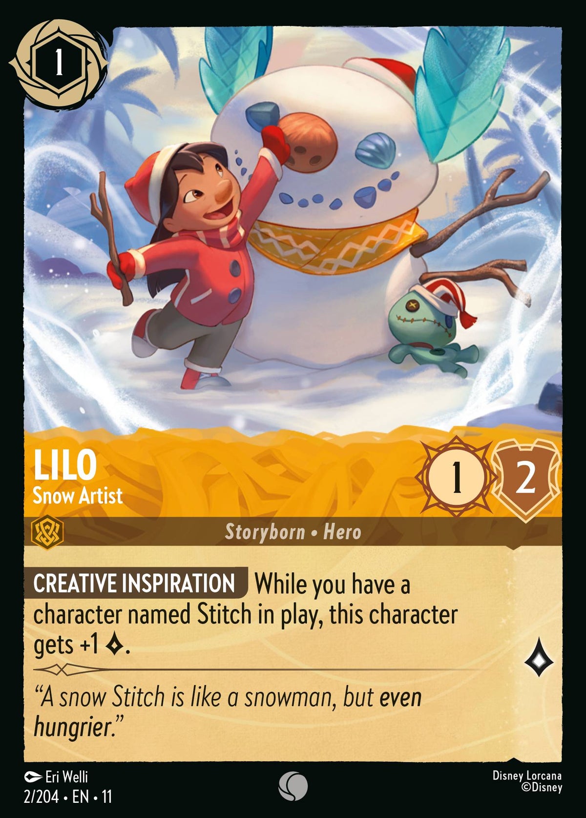 Lilo - Snow Artist — Winterspell (11WSP-2) Disney Lorcana card Hoofdafbeelding