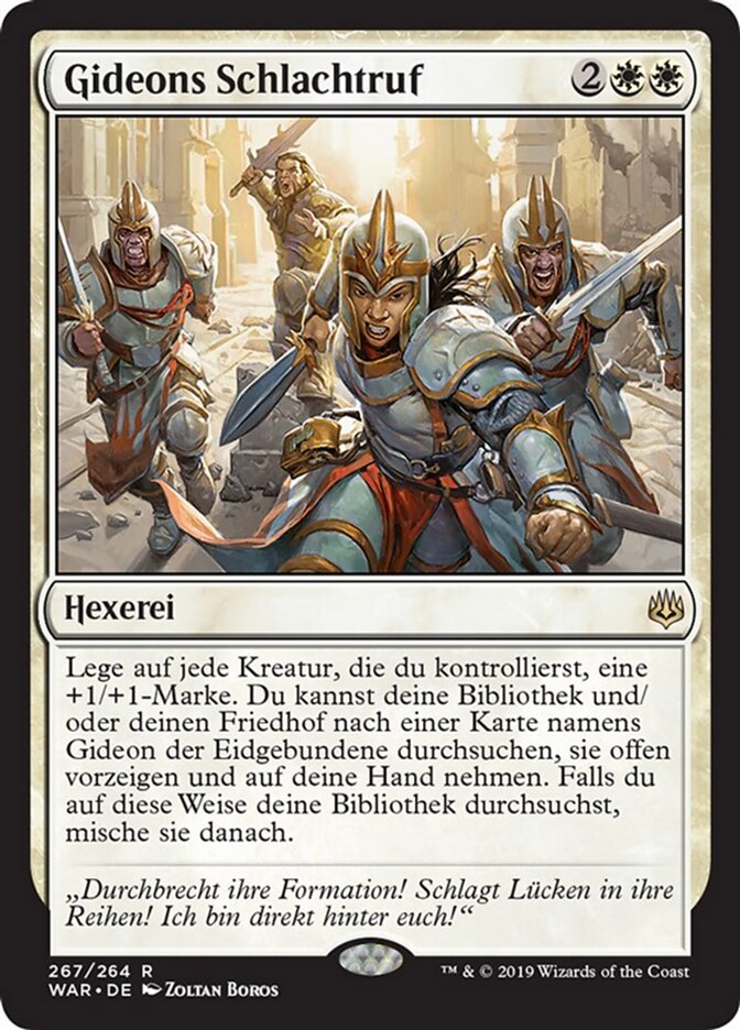 Magic-kaart Gideon's Battle Cry WAR-267 uit War of the Spark (Rare)