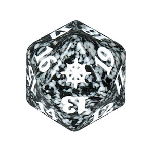 Magic Ixalan spindown D20 levensteller in zwart met het setsymbool van Ixalan Image principale du produit