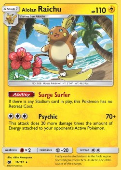 Alolan Raichu - Crimson Invasion (Holo Rare) [CIN-31] Hover Image