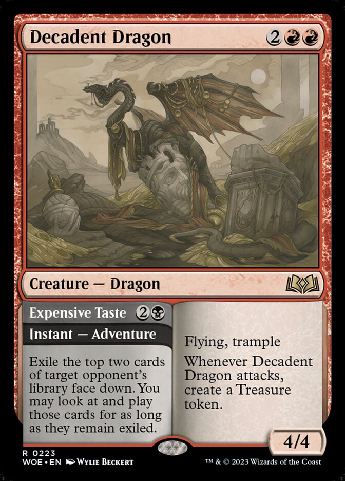 Magic-kaart Decadent Dragon // Expensive Taste WOE-223 uit Wilds of Eldraine (Rare)