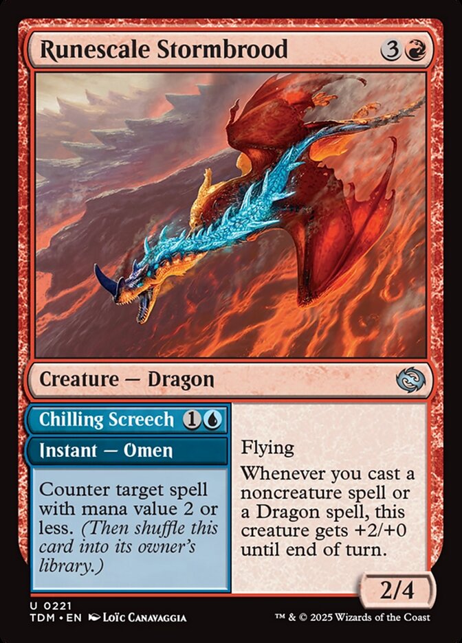 Magic-kaart Runescale Stormbrood // Chilling Screech TDM-221 uit Tarkir: Dragonstorm (Uncommon)