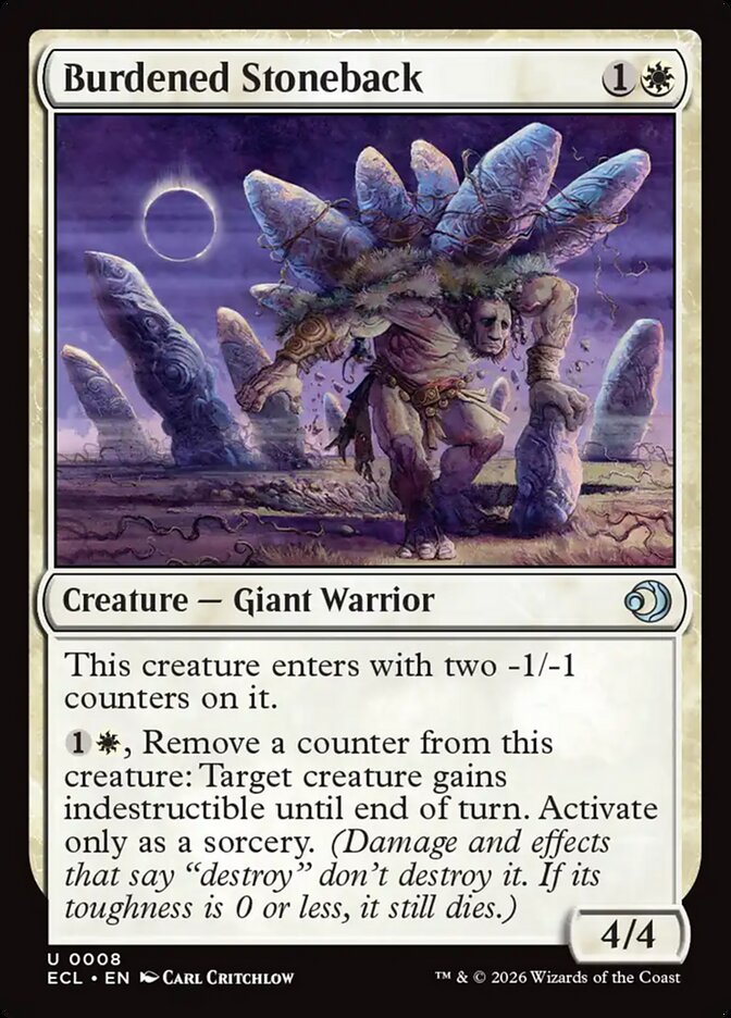 Magic-kaart Burdened Stoneback ECL-8 uit Lorwyn Eclipsed (Uncommon)