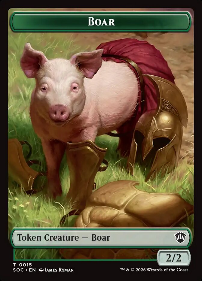 Magic-kaart Boar // Frog Lizard TSOC-15 uit Secrets of Strixhaven Commander Tokens (Token) Hoofdafbeelding