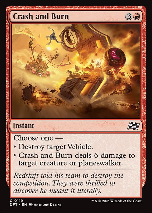 Crash and Burn – Aetherdrift (DFT-119) Magic: The Gathering card Hoofdafbeelding