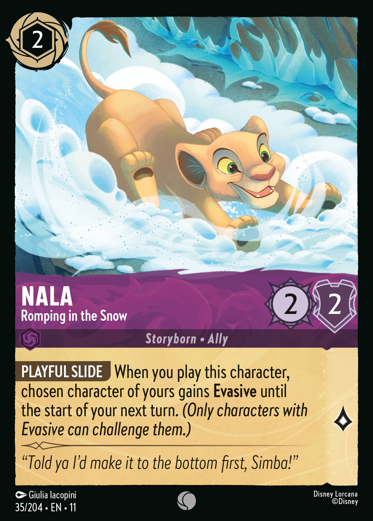 Nala - Romping in the Snow — Winterspell (11WSP-35) Disney Lorcana card