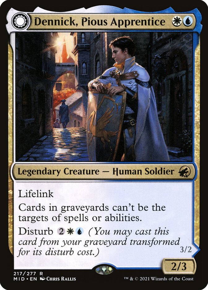 Magic-kaart Dennick, Pious Apprentice MID-217 uit Innistrad: Midnight Hunt (Rare) Hauptbild