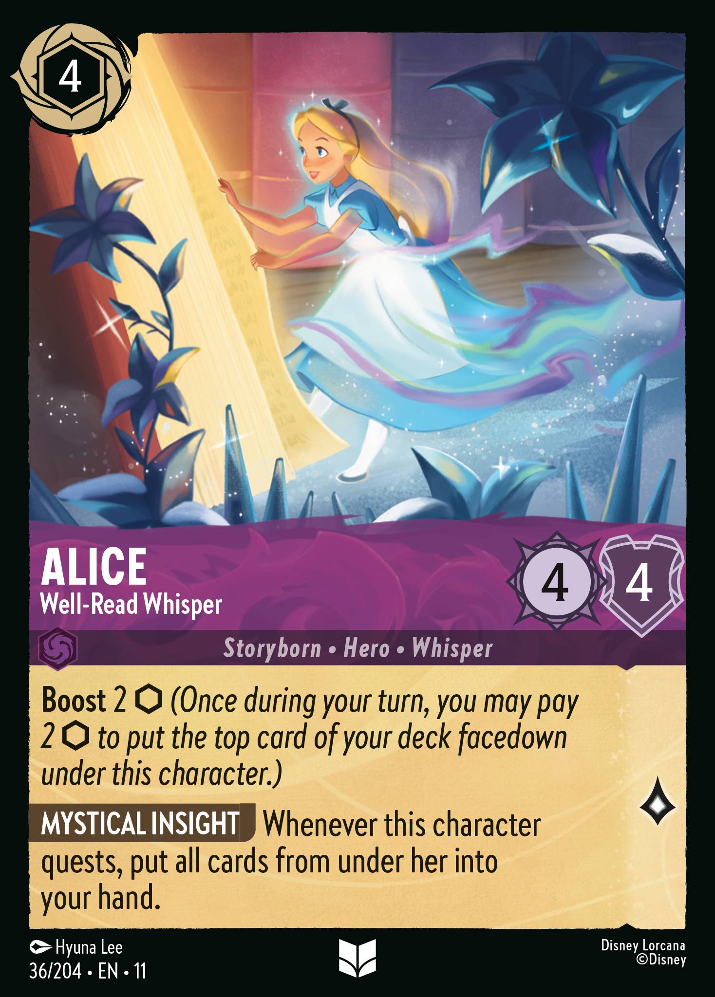 Alice - Well-Read Whisper — Winterspell (11WSP-36) Disney Lorcana card Immagine principale del prodotto