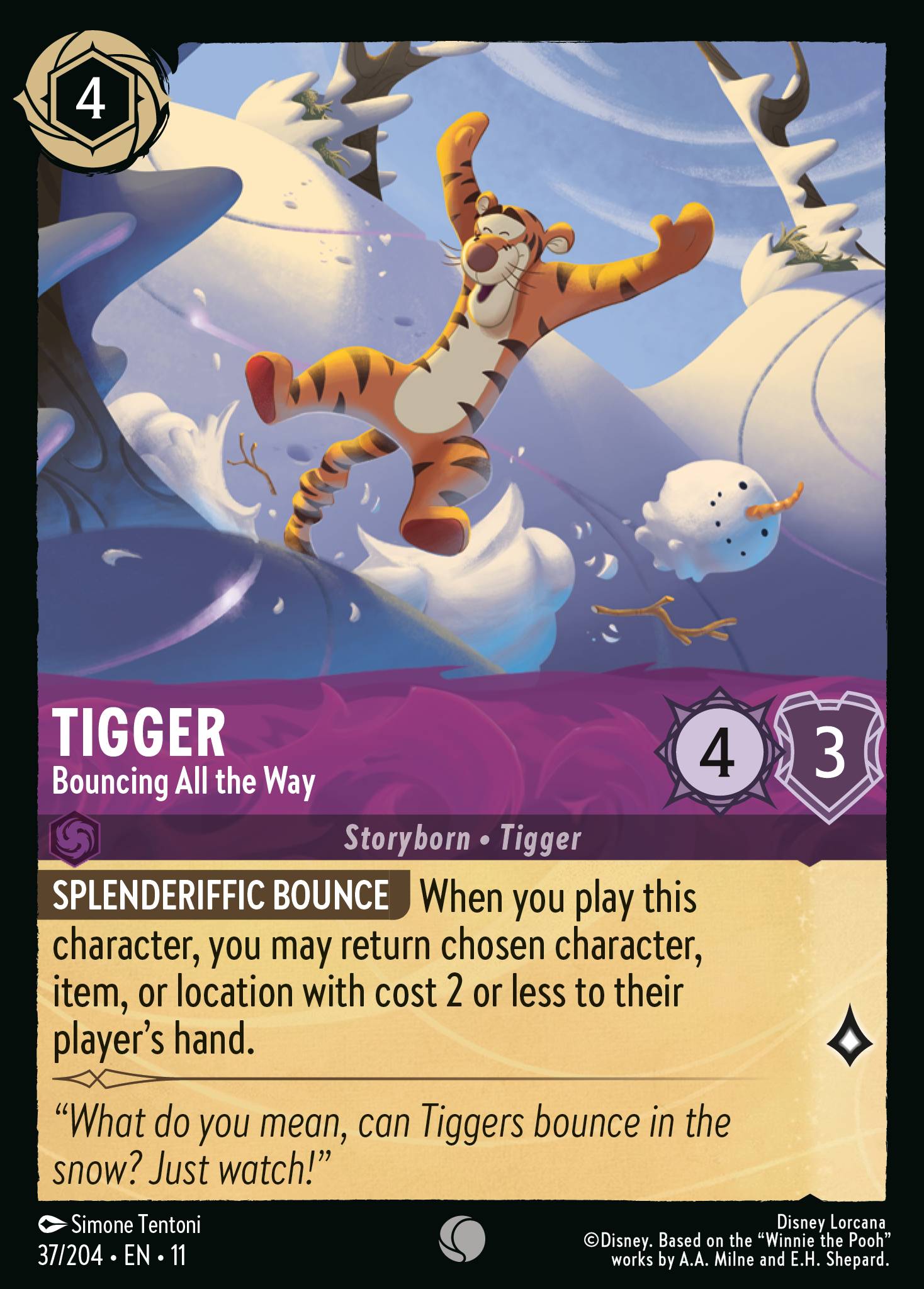 Tigger - Bouncing All the Way — Winterspell (11WSP-37) Disney Lorcana card