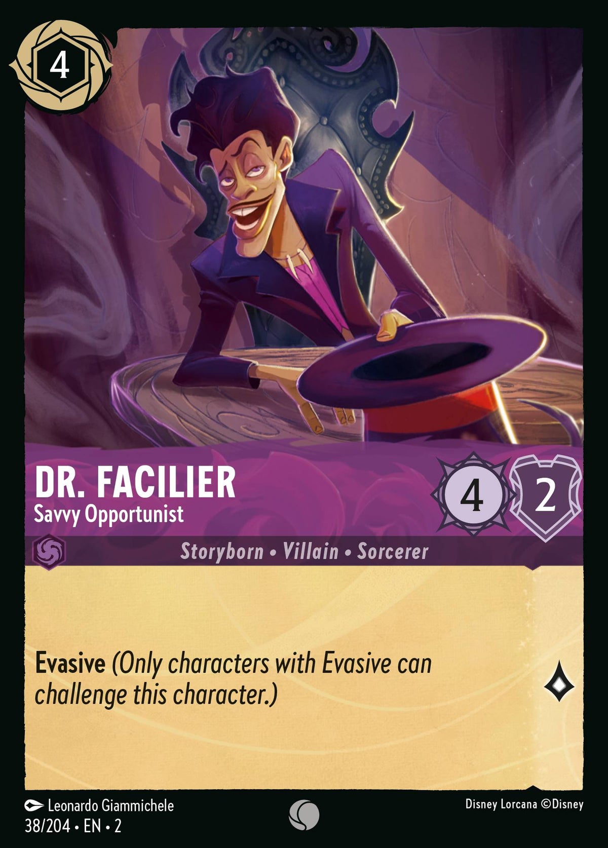Dr. Facilier - Savvy Opportunist — Rise of the Floodborn (2ROF-38) Disney Lorcana card Hauptbild