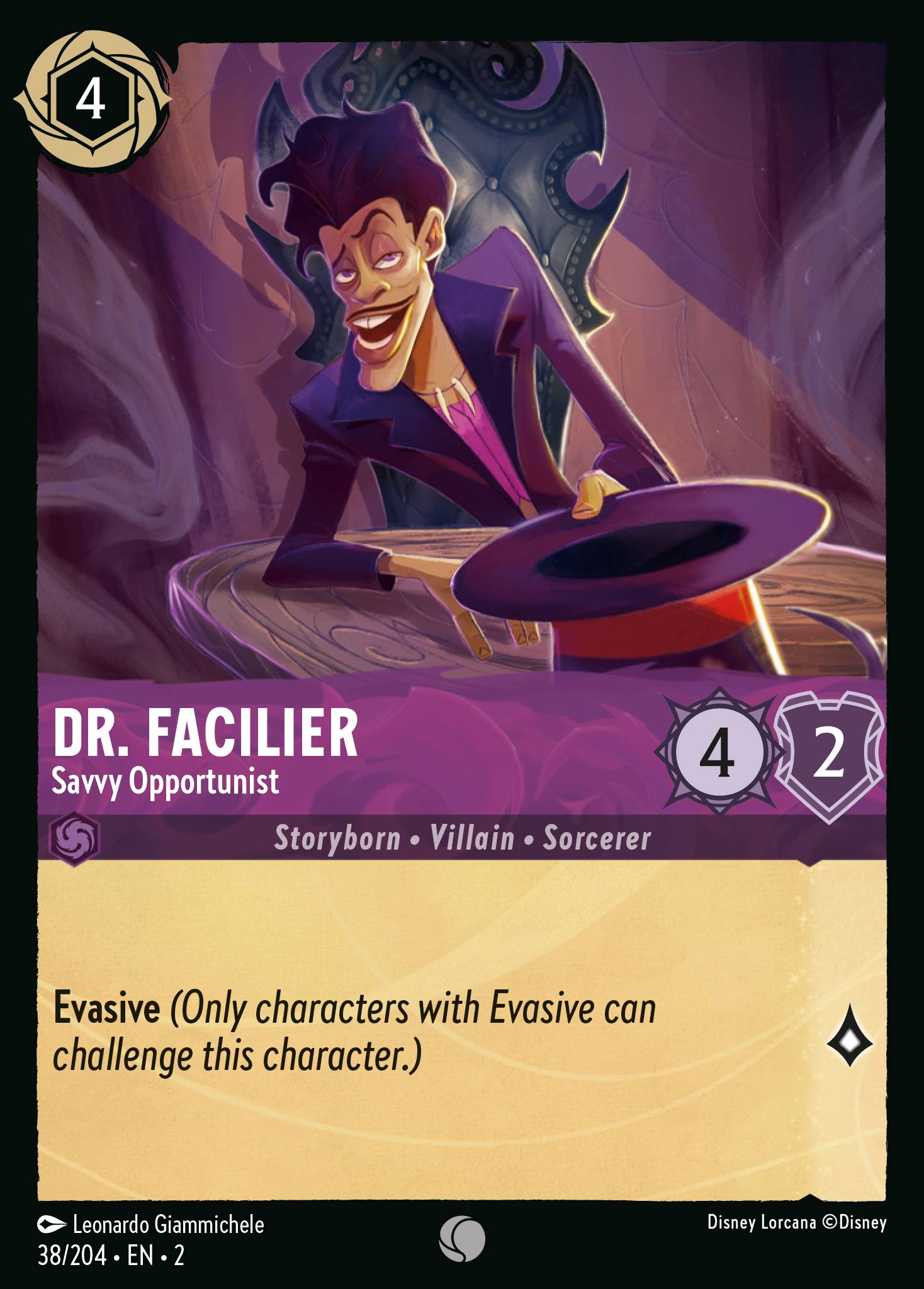 Dr. Facilier - Savvy Opportunist — Rise of the Floodborn (2ROF-38) Disney Lorcana card