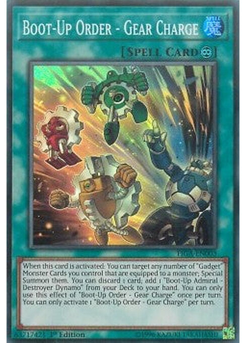 Boot-Up Order - Gear Charge — Fists of the Gadgets (FIGA-003) Yu-Gi-Oh! card Hoofdafbeelding