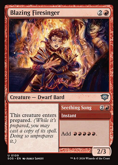 Blazing Firesinger // Seething Song – Secrets of Strixhaven (SOS-109) Magic: The Gathering card | LC-REM-20260804-15765061697868-3ba971e7-0b7a-4750-896f-7cf063e66b2a