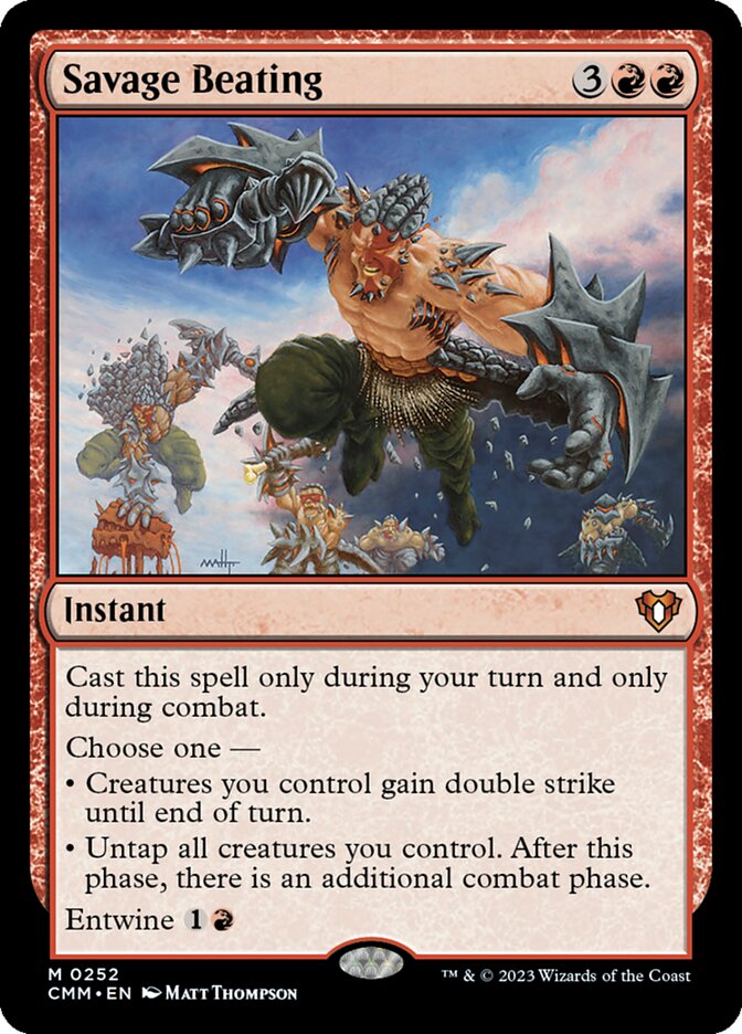 Magic-kaart Savage Beating CMM-252 uit Commander Masters (Mythic)