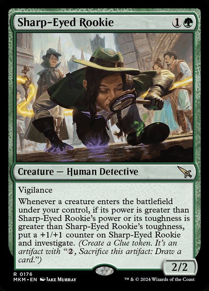 Magic-kaart Sharp-Eyed Rookie MKM-176 uit Murders at Karlov Manor (Rare)
