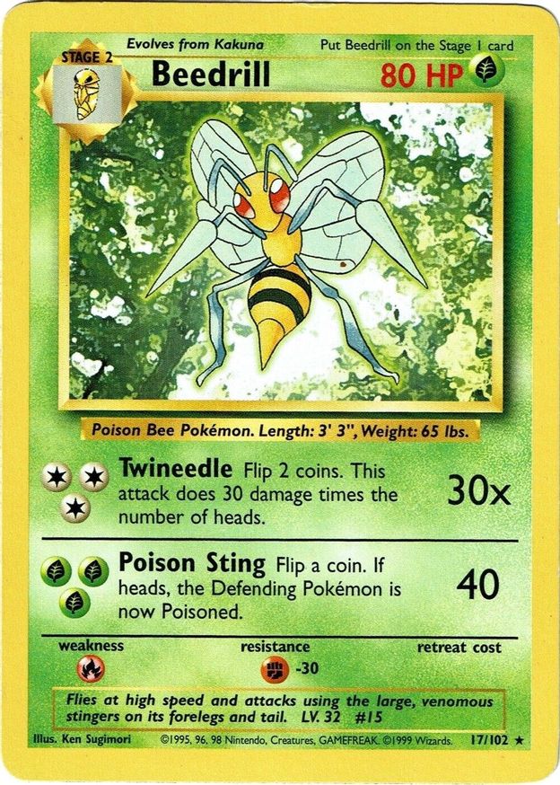 Pokémon-kaart Beedrill 17/102 Rare uit de set Base Set Hauptbild