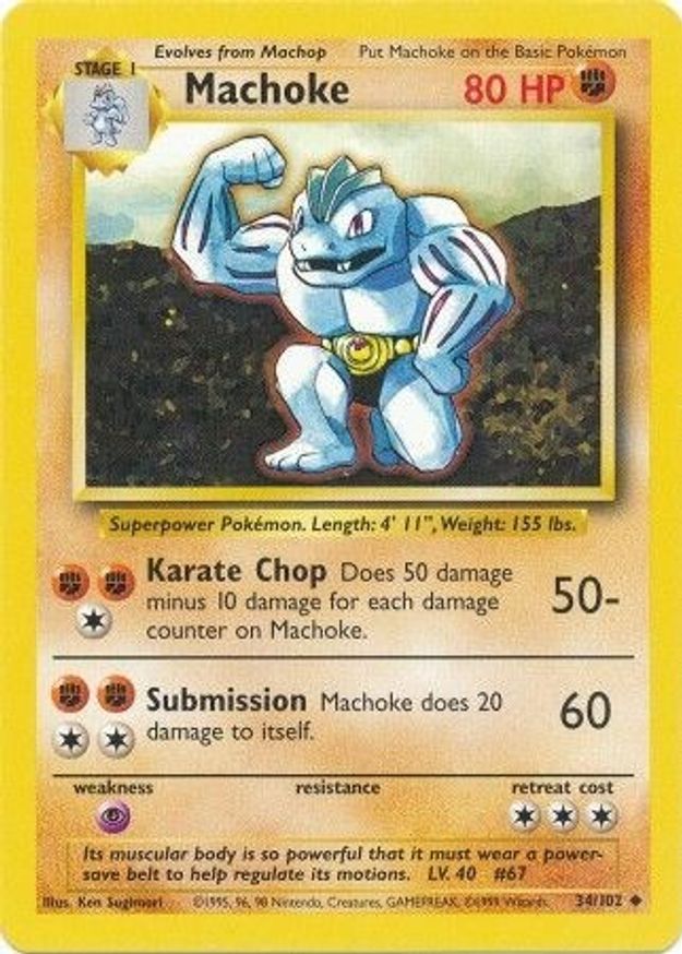Pokémon-kaart Machoke 34/102 Uncommon uit de set Base Set Immagine principale del prodotto