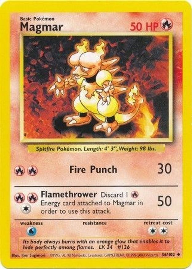 Pokémon-kaart Magmar 36/102 Uncommon uit de set Base Set Hoofdafbeelding