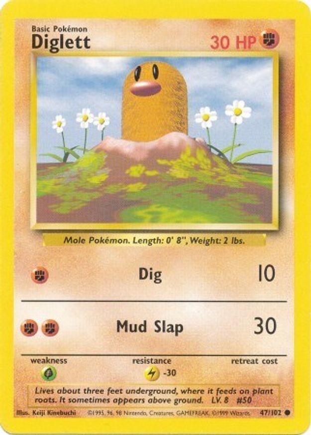 Pokémon-kaart Diglett 47/102 Common uit de set Base Set Hoofdafbeelding