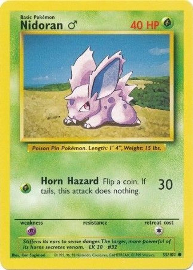 Pokémon-kaart Nidoran ♂ 55/102 Common uit de set Base Set Hauptbild