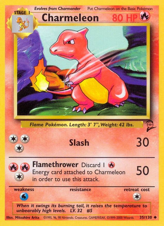 Pokémon-kaart Charmeleon 35/130 Uncommon uit de set Base Set 2