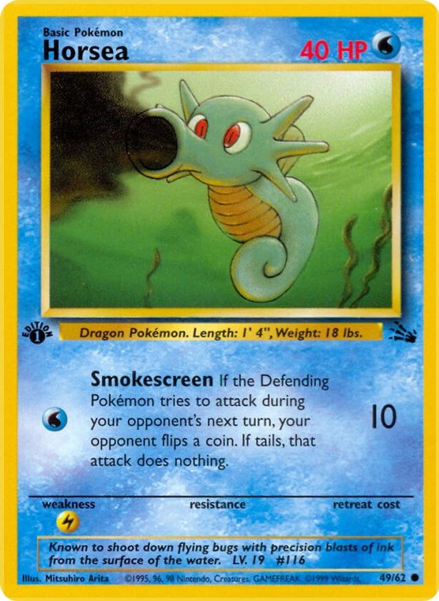Pokémon-kaart Horsea 49/62 Common uit de set Fossil Main image