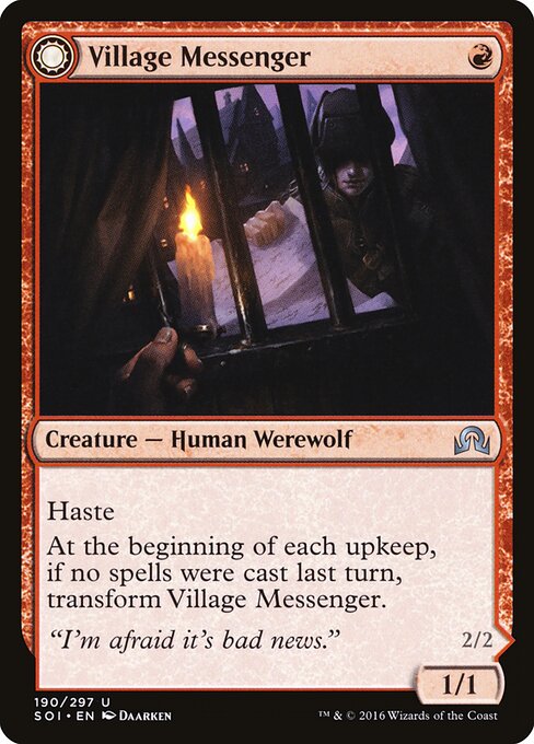 Village Messenger // Moonrise Intruder – Shadows over Innistrad (SOI-190) Magic: The Gathering card | LC-REM-20260804-15151276720460-44deb8cf-b9d1-4a14-aeaf-e62cf3dc9ef2