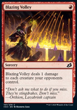 Blazing Volley - Ikoria: Lair of Behemoths (Common) [IKO-107] Hoofdafbeelding