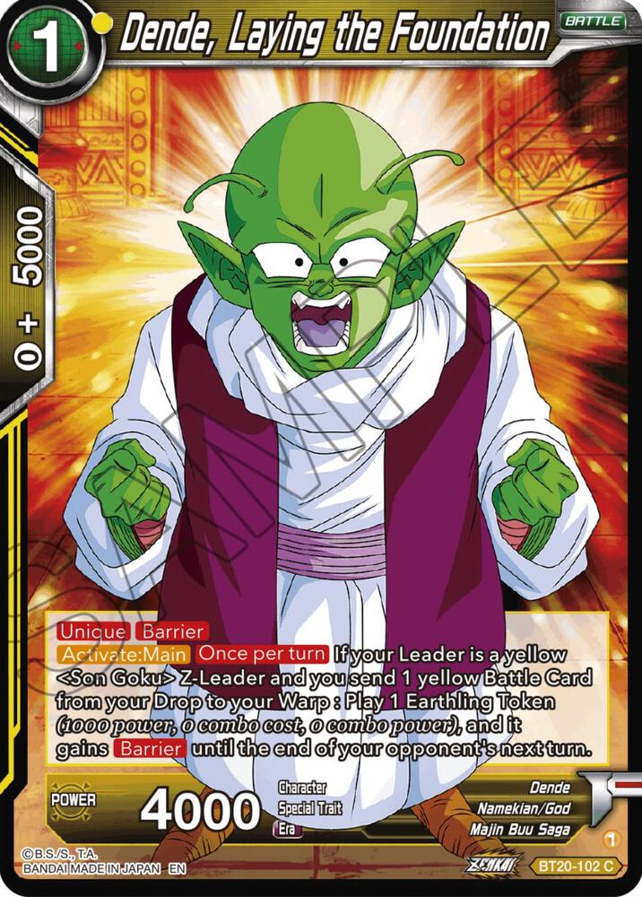 Dende, Laying the Foundation - Power Absorbed (Common) [BT20-102] — dragon-ball card Immagine principale del prodotto