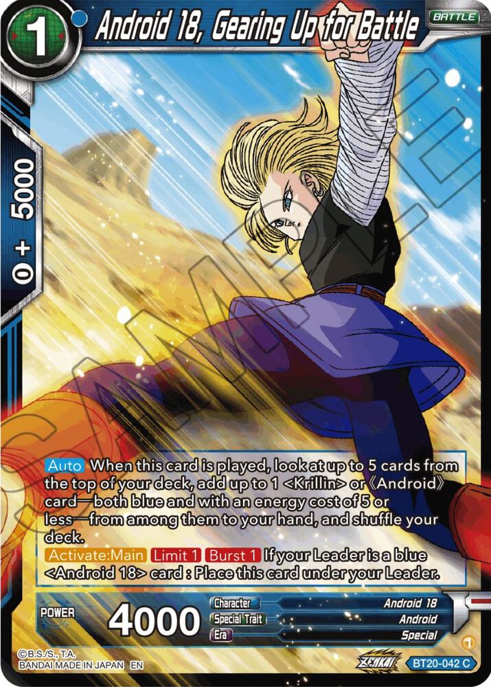 Android 18, Gearing Up for Battle (V.1 - Common) - Power Absorbed (Common) [BT20-042] — dragon-ball card Hauptbild
