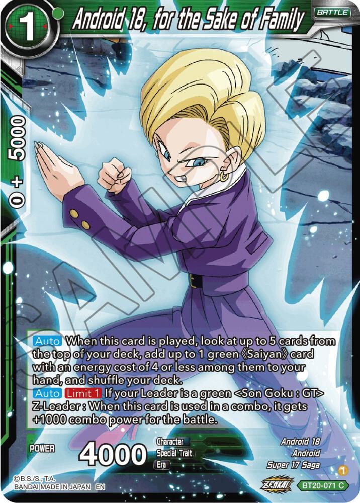 Android 18, for the Sake of Family (V.1 - Common) - Power Absorbed (Common) [BT20-071] — dragon-ball card Hauptbild