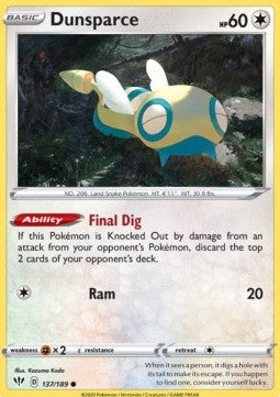 Dunsparce - Darkness Ablaze (Common) [DAA-137] Immagine principale del prodotto