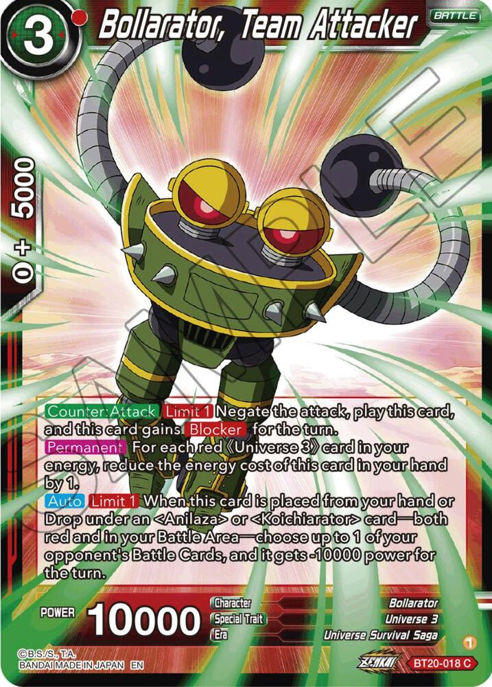 Bollarator, Team Attacker - Power Absorbed (Common) [BT20-018] — dragon-ball card Hauptbild