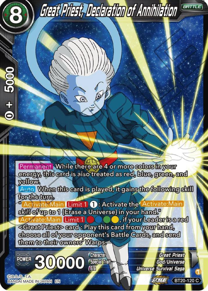 Great Priest, Declaration of Annihilation - Power Absorbed (Common) [BT20-120] — dragon-ball card