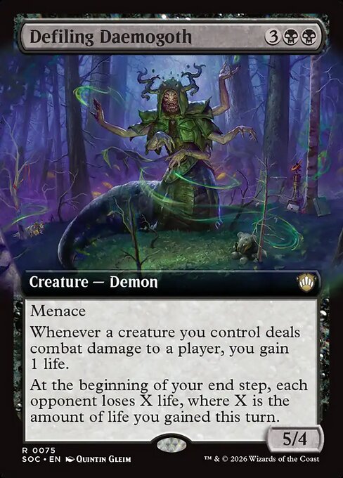 Defiling Daemogoth – Secrets of Strixhaven Commander (SOC-75) Magic: The Gathering card | LC-REM-20260804-15765060092236-4952c511-c4ca-42e6-a2b5-bd6dae8549be Main image