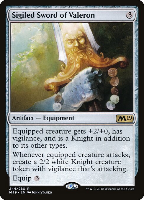 Sigiled Sword of Valeron – Core 2019 (M19-244) Magic: The Gathering card