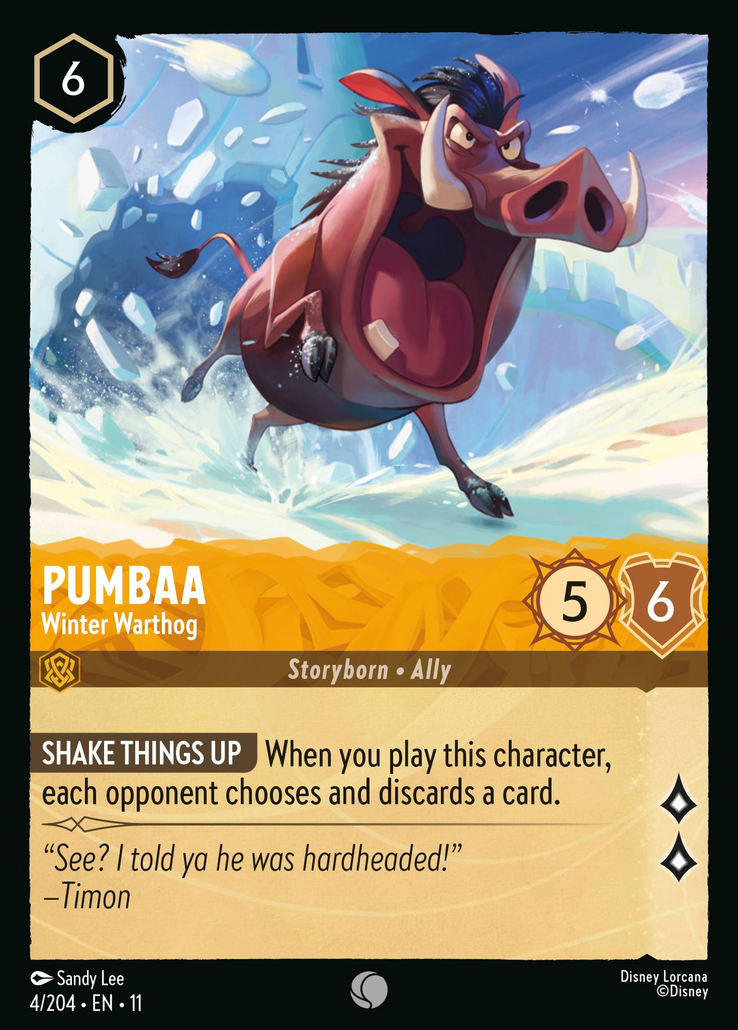 Pumbaa - Winter Warthog — Winterspell (11WSP-4) Disney Lorcana card