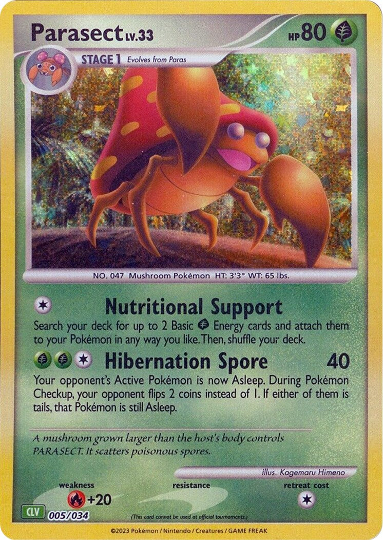Pokémon-kaart Parasect 005/034 Fixed uit de set Pokémon Trading Card Game Classic: Venusaur & Lugia ex Deck Imagen principal del producto