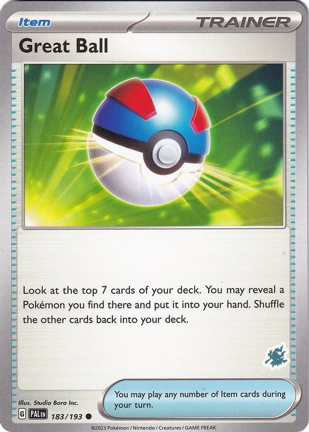 Pokémon-kaart Great Ball 183/193 Fixed uit de set Battle Academy 2024, Darkrai-deck