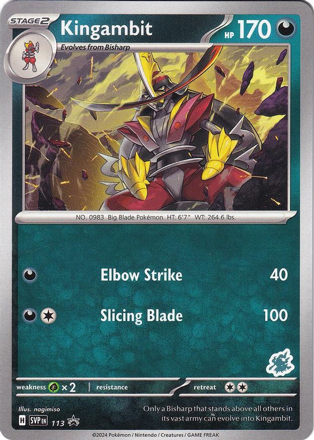 Pokémon-kaart Kingambit SVP 113 Fixed uit de set Battle Academy 2024, Darkrai-deck Hoofdafbeelding