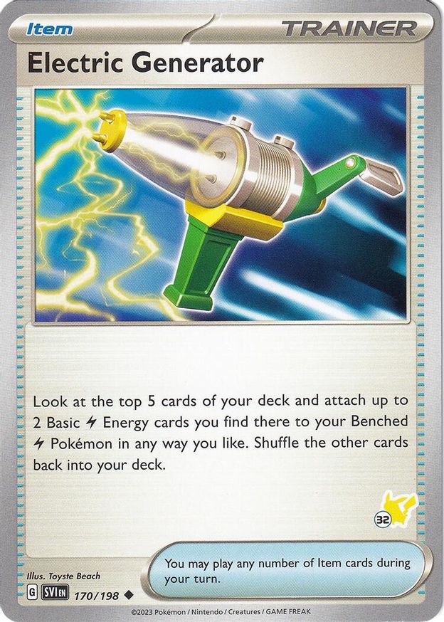 Pokémon-kaart Electric Generator 170/198 Fixed uit de set Battle Academy 2024 (Pikachu-deck 32)