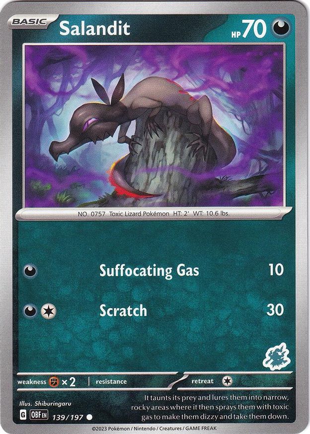 Pokémon-kaart Salandit OBF 139/197 Fixed uit de set Battle Academy 2024 (Darkrai-deck)