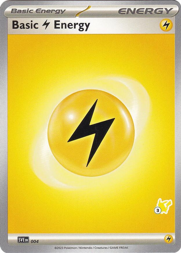 Pokémon-kaart Basic Lightning Energy SVE 004 uit Battle Academy 2024 (Pikachu-deck, stempel 3)
